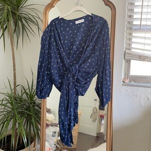 Faithfull the brand tie front top blue US 8 Aus 12